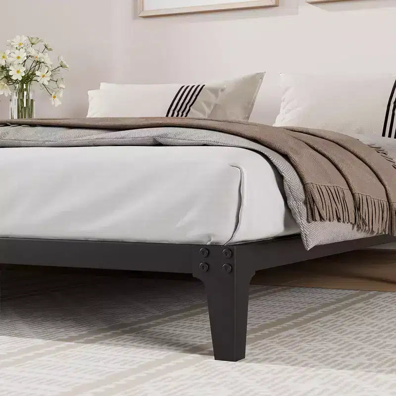 Struttura letto a piattaforma in metallo resistente, robusto supporto a doghe nero, non è necessaria la rete, capacità 1000 libbre, silenzioso e facile da montare