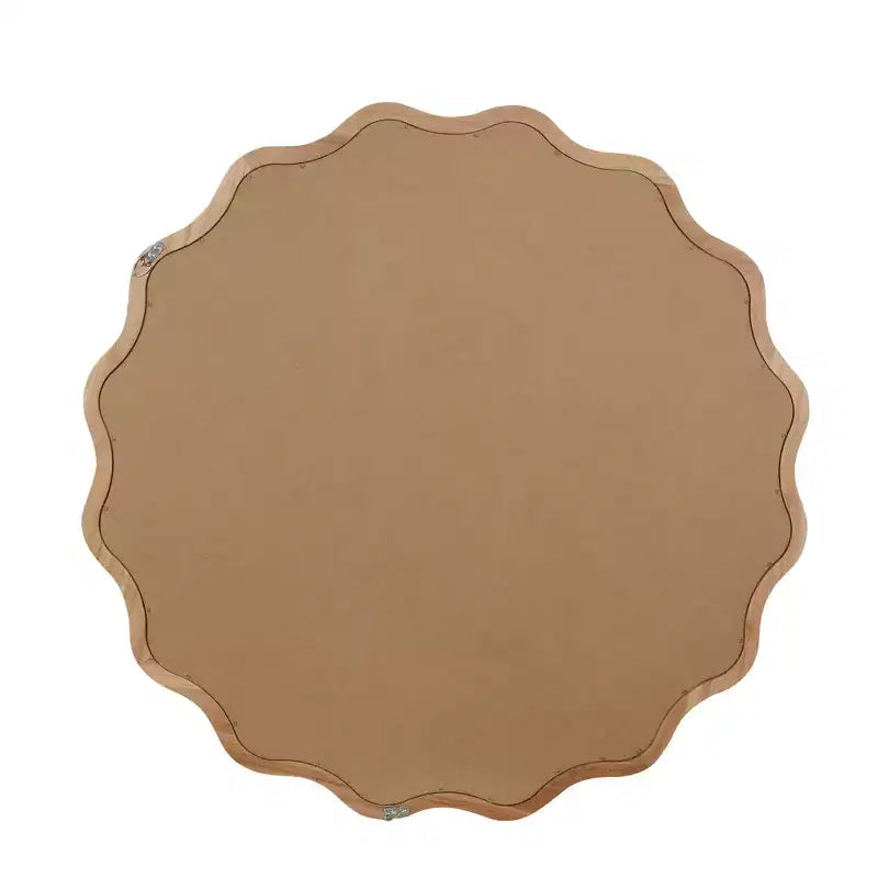 Specchio decorativo da parete moderno da fattoria con cornice in legno massello rotonda ondulata da 36 pollici per camera da letto bagno soggiorno ingresso legno naturale