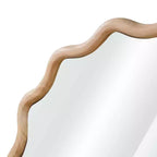 Specchio decorativo da parete moderno da fattoria con cornice in legno massello rotonda ondulata da 36 pollici per camera da letto bagno soggiorno ingresso legno naturale