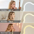 Set Toc. da Trucco con Specchio Illuminato a LED e Presa di Corrente, Tavolo da Trucco