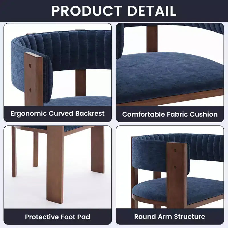 Sedia da pranzo in legno dal design unico con schienale curvo e cuscinetto protettivo (2 pezzi)