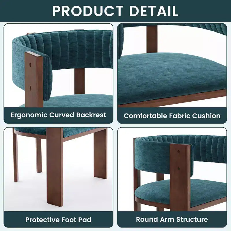 Sedia da pranzo in legno dal design unico con schienale curvo e cuscinetto protettivo (2 pezzi)
