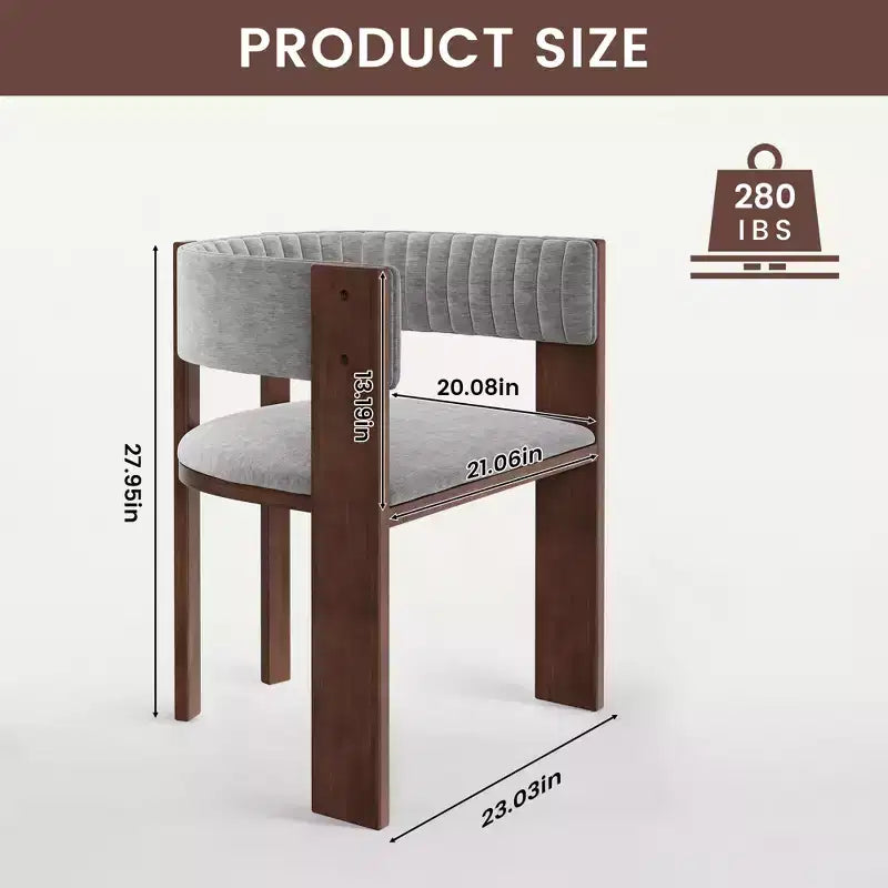 Sedia da pranzo in legno dal design unico con schienale curvo e cuscinetto protettivo (2 pezzi)