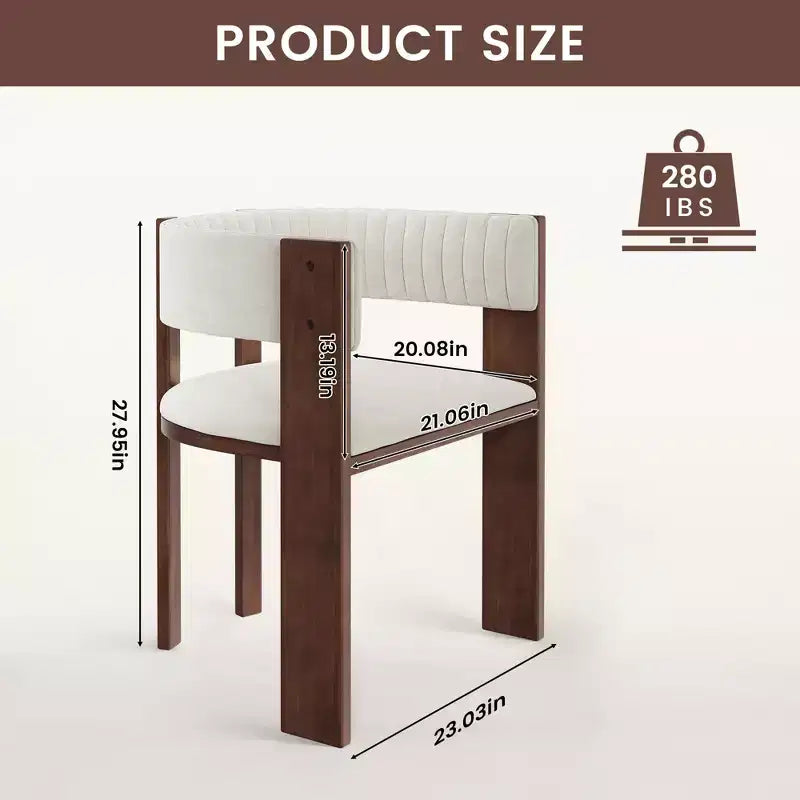 Sedia da pranzo in legno dal design unico con schienale curvo e cuscinetto protettivo (2 pezzi)