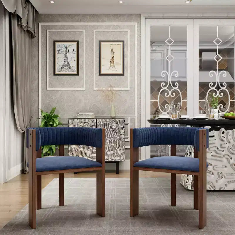 Sedia da pranzo in legno dal design unico con schienale curvo e cuscinetto protettivo (2 pezzi)