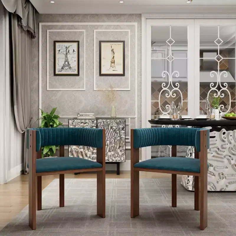 Sedia da pranzo in legno dal design unico con schienale curvo e cuscinetto protettivo (2 pezzi)