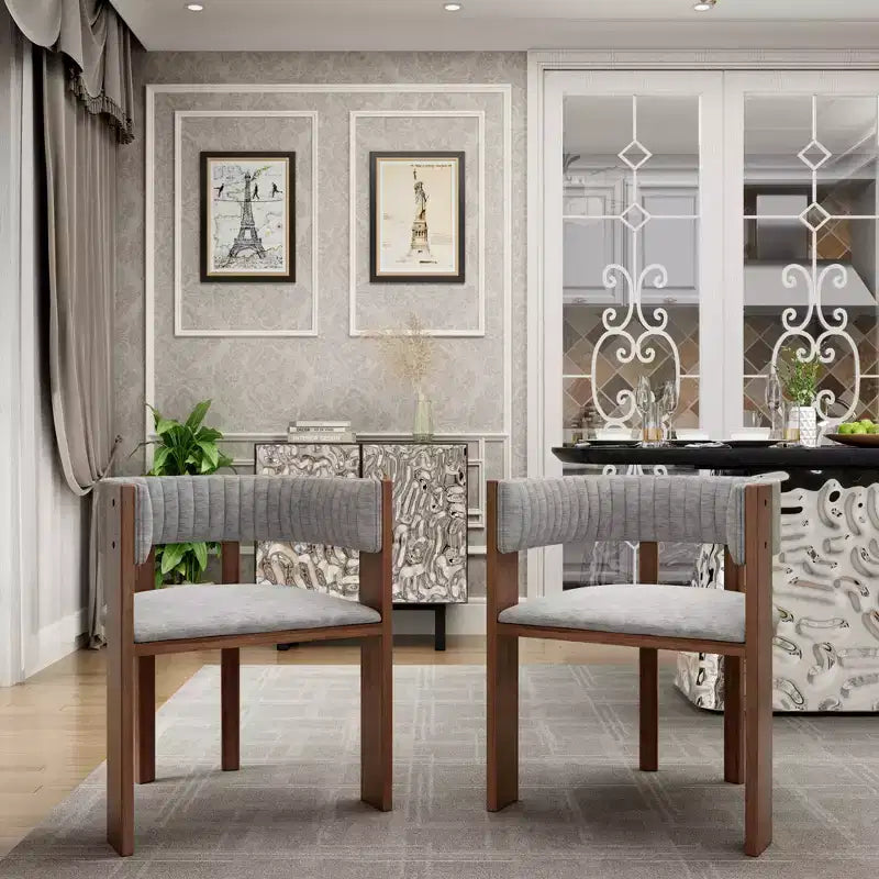Sedia da pranzo in legno dal design unico con schienale curvo e cuscinetto protettivo (2 pezzi)