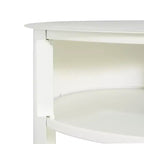 Tavolino rotondo moderno a 3 livelli con struttura in metallo, tavolino da divano con ante scorrevoli e 2 ripiani, tavolino da salotto, bianco opaco
