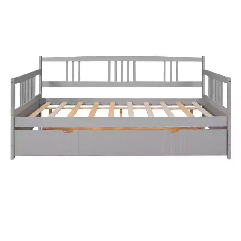 Divano Letto in Legno Massello con Letto Estraibile, Struttura Divano Letto Allungabile in Legno Massello con Letto Estraibile a Scomparsa