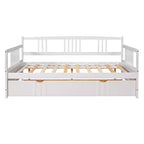 Divano Letto in Legno Massello con Letto Estraibile, Struttura Divano Letto Allungabile in Legno Massello con Letto Estraibile a Scomparsa