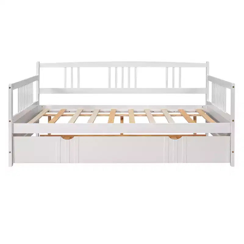 Divano Letto in Legno Massello con Letto Estraibile, Struttura Divano Letto Allungabile in Legno Massello con Letto Estraibile a Scomparsa