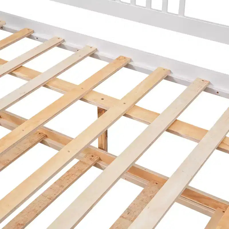 Divano Letto in Legno Massello con Letto Estraibile, Struttura Divano Letto Allungabile in Legno Massello con Letto Estraibile a Scomparsa