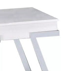 Tavolino 26 pollici, ripiano aperto, cromo, finitura bianco lucido
