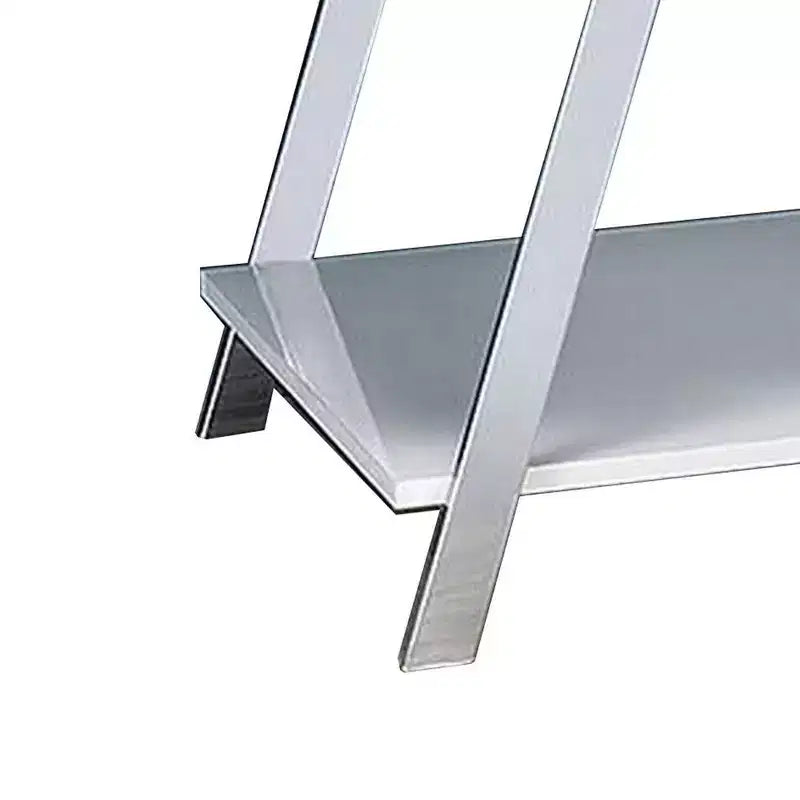 Tavolino 26 pollici, ripiano aperto, cromo, finitura bianco lucido