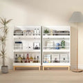 Mensola per libri per bambini da parete con 3 ripiani espositivi frontali, moderna libreria bianca con base in legno naturale - Bianco
