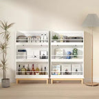 Mensola per libri per bambini da parete con 3 ripiani espositivi frontali, moderna libreria bianca con base in legno naturale - Bianco