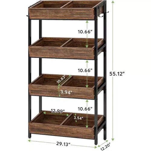 Espositore per Snack a 4 Ripiani con 4 Ganci, adatto per venditori ambulanti, negozi, supermercati e cucine domestiche.
