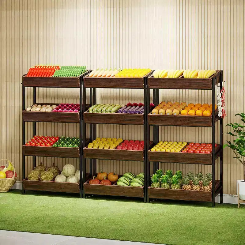 Espositore per Snack a 4 Ripiani con 4 Ganci, adatto per venditori ambulanti, negozi, supermercati e cucine domestiche.