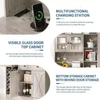 Mobile Bar da Caffè con Ante Scorrevoli Stile Fienile - Credenza Portabottiglie per Cucina Sala da Pranzo