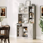 Mobile Bar da Caffè con Ante Scorrevoli Stile Fienile - Credenza Portabottiglie per Cucina Sala da Pranzo