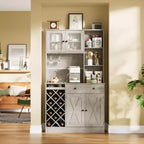 Mobile Bar da Caffè con Ante Scorrevoli Stile Fienile - Credenza Portabottiglie per Cucina Sala da Pranzo