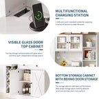 Mobile Bar da Caffè con Ante Scorrevoli Stile Fienile - Credenza Portabottiglie per Cucina Sala da Pranzo