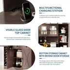 Mobile Bar da Caffè con Ante Scorrevoli Stile Fienile - Credenza Portabottiglie per Cucina Sala da Pranzo