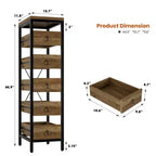 Portafrutta e Verdura in Legno, Scaffale Stretto a 5 Ripiani per Snack e Frutta, Organizer Multiuso per Cucina, Soggiorno, Camera da Letto