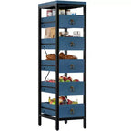 Portafrutta e Verdura in Legno, Scaffale Stretto a 5 Ripiani per Snack e Frutta, Organizer Multiuso per Cucina, Soggiorno, Camera da Letto