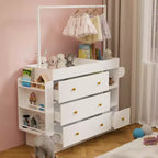 Fasciatoio con 3 Cassetti Extra Profondi, Ripiano Contenitore e Ganci Ideale per Asili Nido Bianco