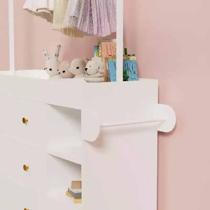 Fasciatoio con 3 Cassetti Extra Profondi, Ripiano Contenitore e Ganci Ideale per Asili Nido Bianco