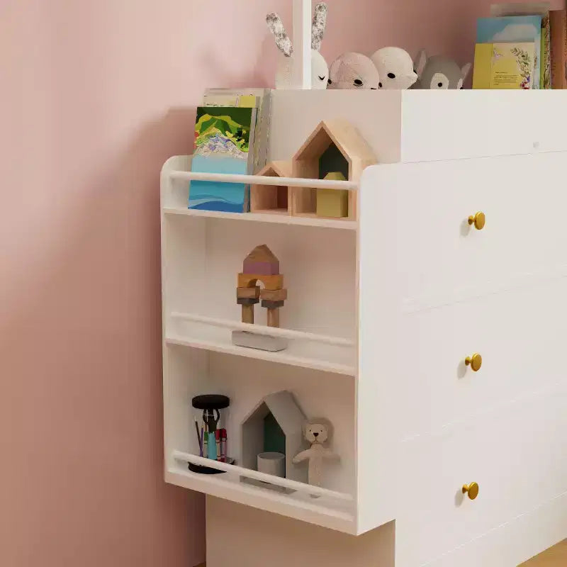 Fasciatoio con 3 Cassetti Extra Profondi, Ripiano Contenitore e Ganci Ideale per Asili Nido Bianco