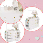 Fasciatoio con 3 Cassetti Extra Profondi, Ripiano Contenitore e Ganci Ideale per Asili Nido Bianco