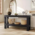 Lantine 63-Inch Black Console Table, Narrow Long Wooden Entry Table with 2-Tier Storage Shelves for Entryway, Living Room, Hallway, Behind Couch