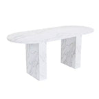 Tavolo da pranzo ovale per 6 persone, tavolo da cucina con base a strisce di legno, tavolo da pranzo stile farmhouse impermeabile e antigraffio