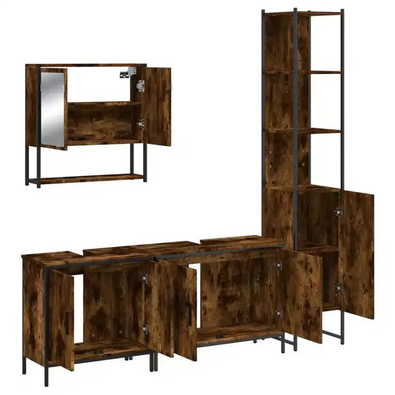 Mobile bagno con mensola 4 pz in legno multistrato, stile moderno