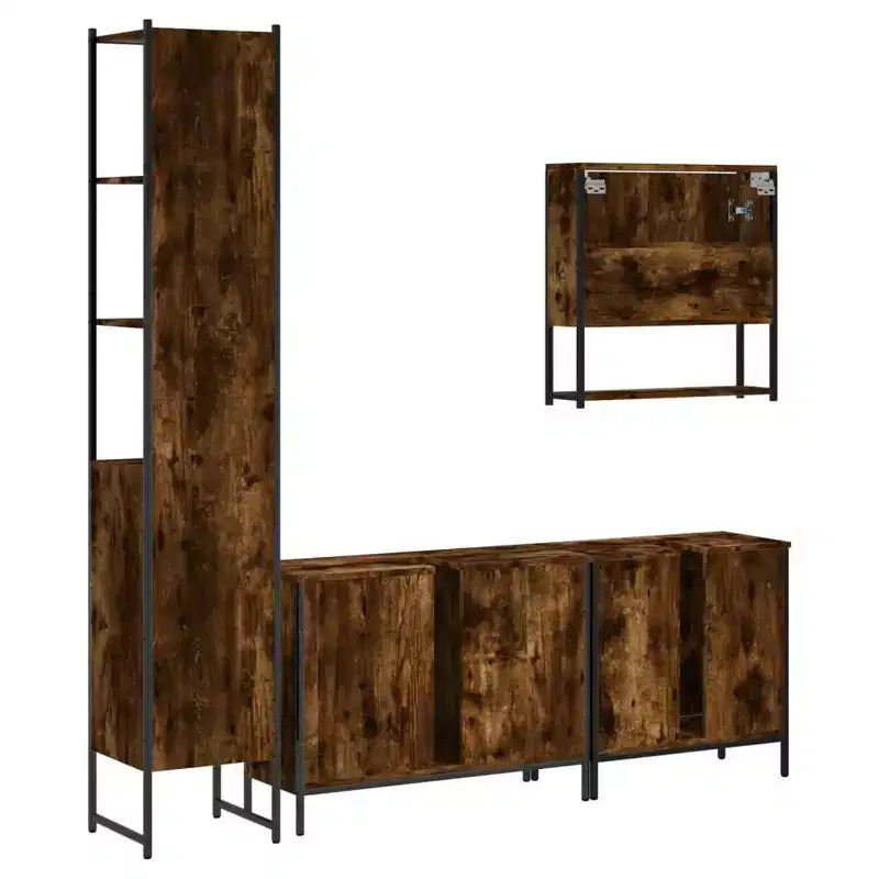 Mobile bagno con mensola 4 pz in legno multistrato, stile moderno
