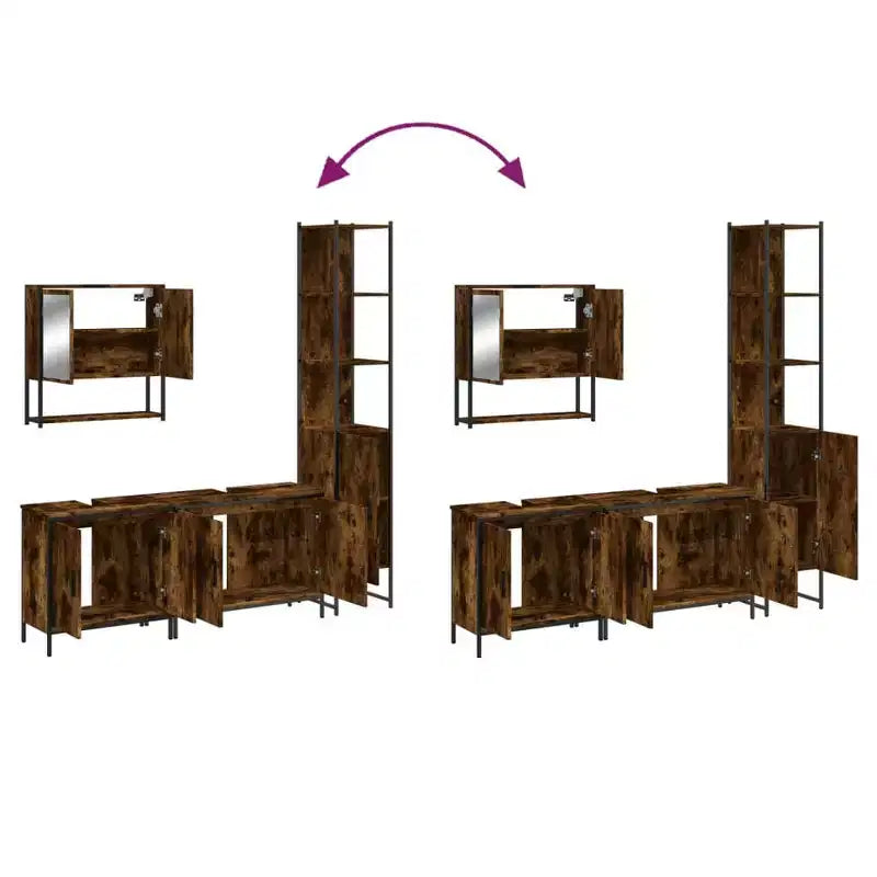 Mobile bagno con mensola 4 pz in legno multistrato, stile moderno