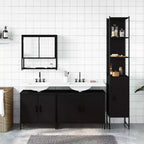 Mobile bagno con mensola 4 pz in legno multistrato, stile moderno