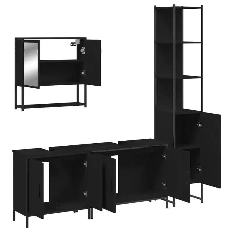 Mobile bagno con mensola 4 pz in legno multistrato, stile moderno
