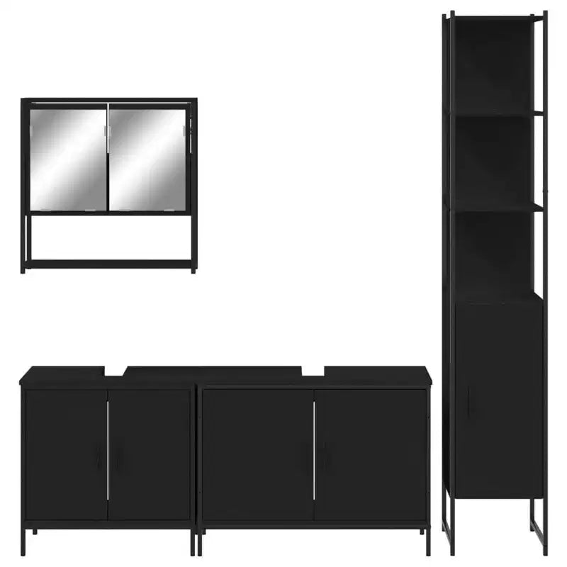 Mobile bagno con mensola 4 pz in legno multistrato, stile moderno