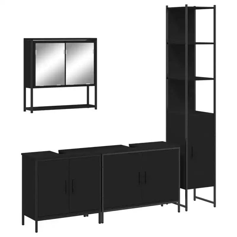 vidaXL Bathroom Furniture Set with Shelf 4 pcs Engineered wood Modern Storage
