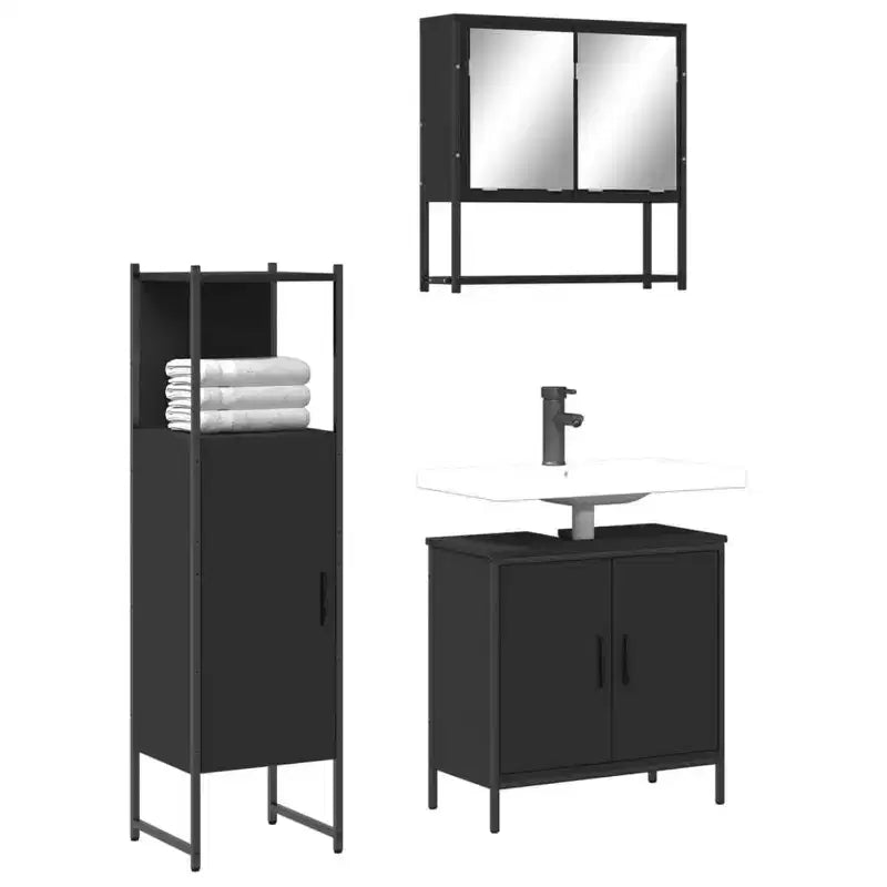 Mobile da bagno con mensola 3 pz in legno multistrato