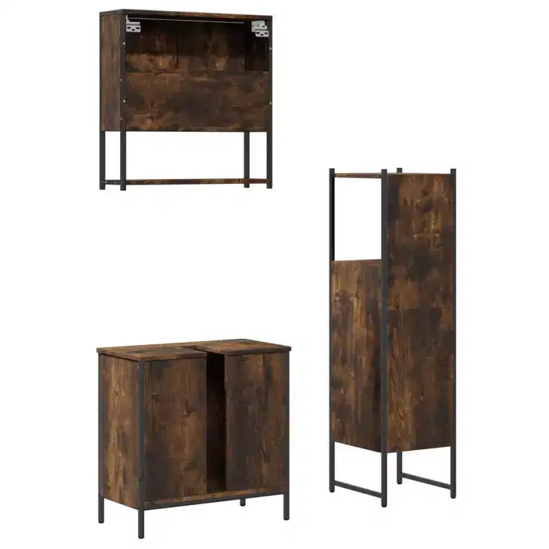 Mobile da bagno con mensola 3 pz in legno multistrato