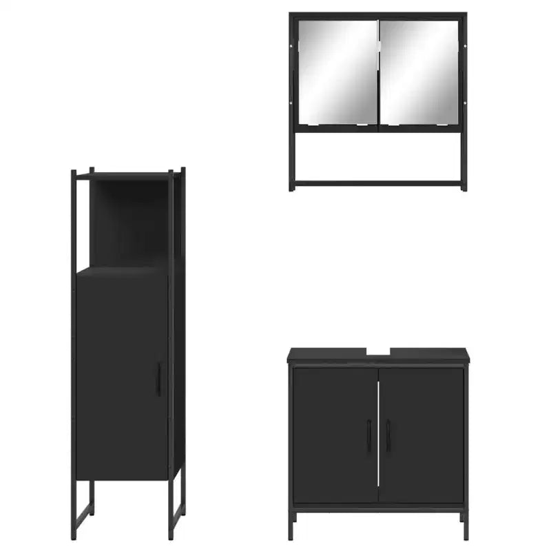 Mobile da bagno con mensola 3 pz in legno multistrato