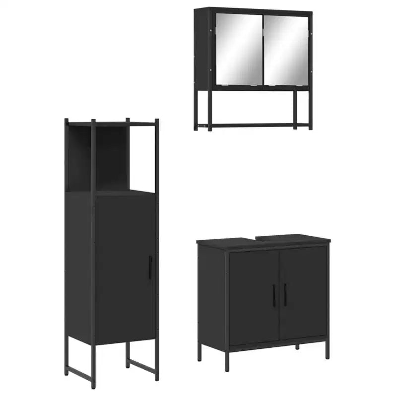 vidaXL Bathroom Furniture Set with Shelf 3 pcs Engineered wood Storage for