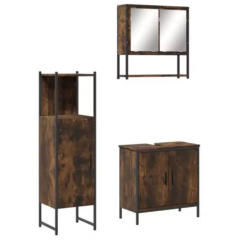 Mobile da bagno con mensola 3 pz in legno multistrato