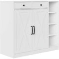 White Shoe Cabinet with Barn Doors & Drawers - 7-Tier Entryway Organizer with Adjustable Shelves for Hallway Mudroom