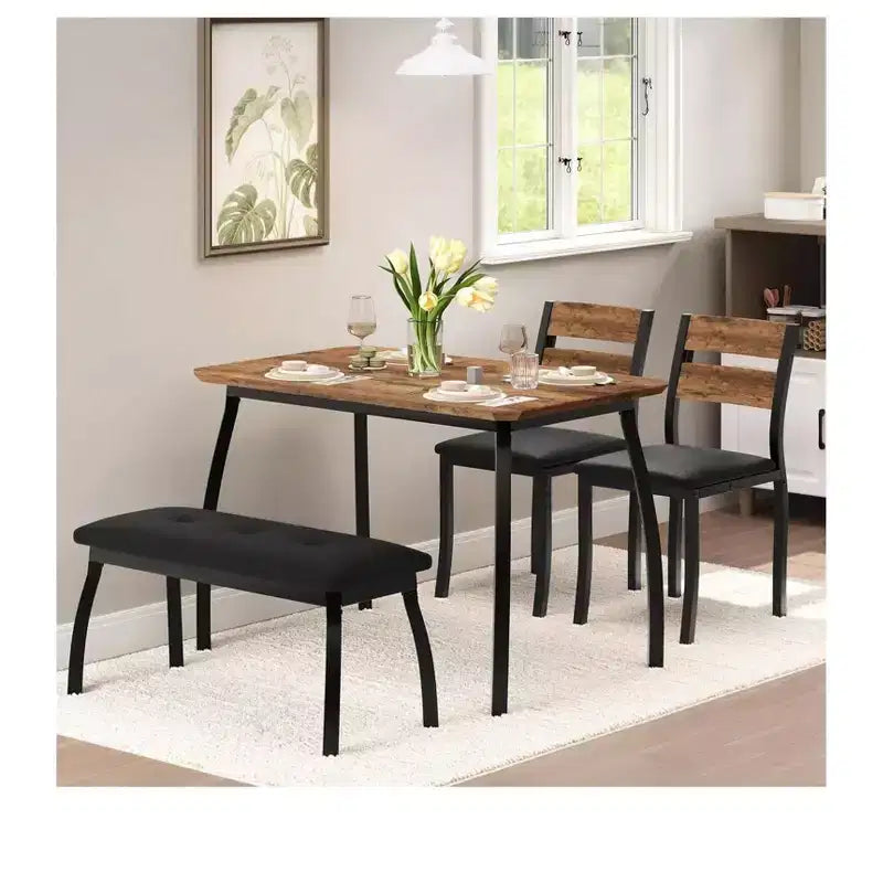 Set tavolo da pranzo in legno da 4 pezzi, per sala da pranzo, ufficio e soggiorno, vintage