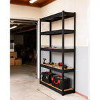 Scaffalature metalliche per garage, Scaffali regolabili per garage, Scaffalature a 5 ripiani, Scaffali multiuso per magazzino, dispensa, cantina